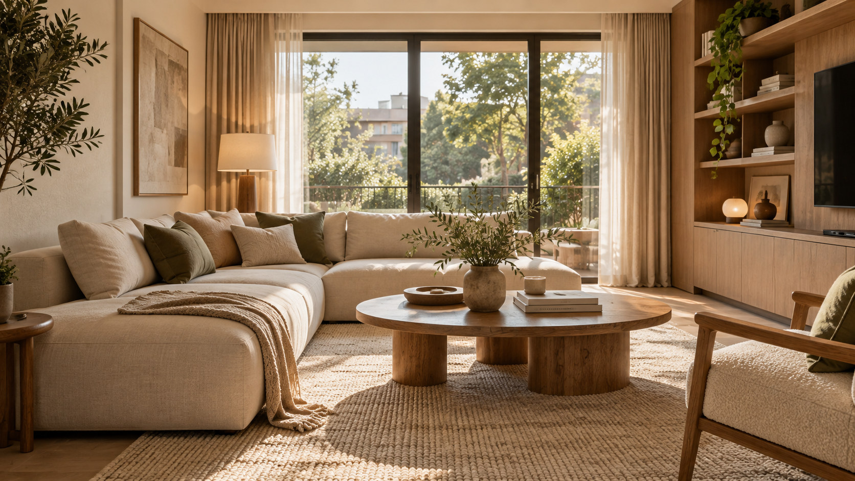 Inspiration Salon contemporain modulable : Assises pratiques, rangement bas et couleurs douces